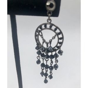 FREE W/PURCHASE Hematite Gunmetal Black‎ Earring Chandelier Pierced Chain Detail